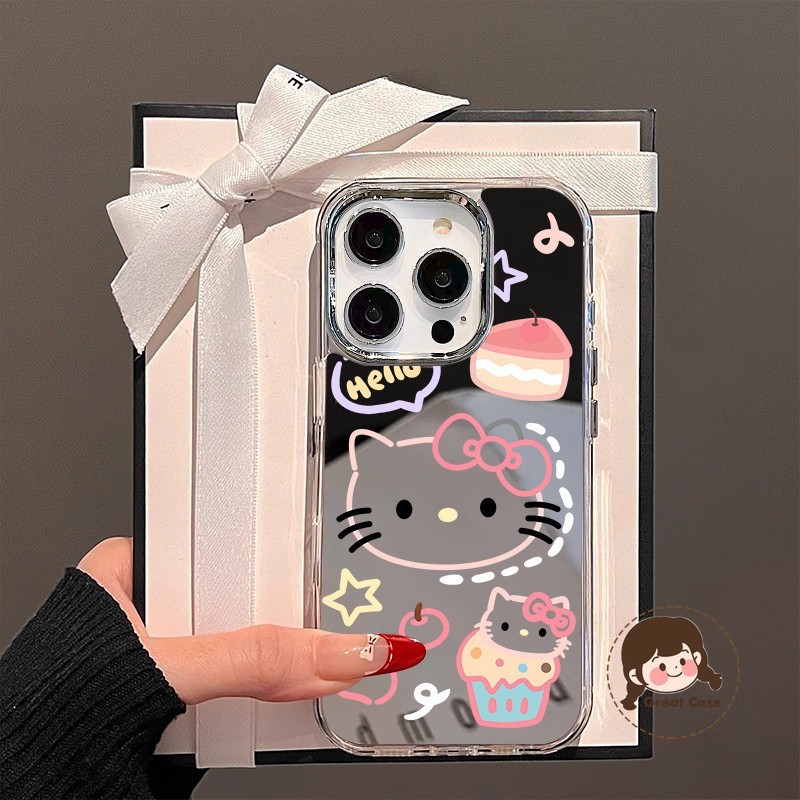 กระจก HelloKittyเคสโทรศัพท์สําหรับVivo V50 V40 V40E V30E V30 V29 V27 V27E V29E V25E V23E V21E V20 X8