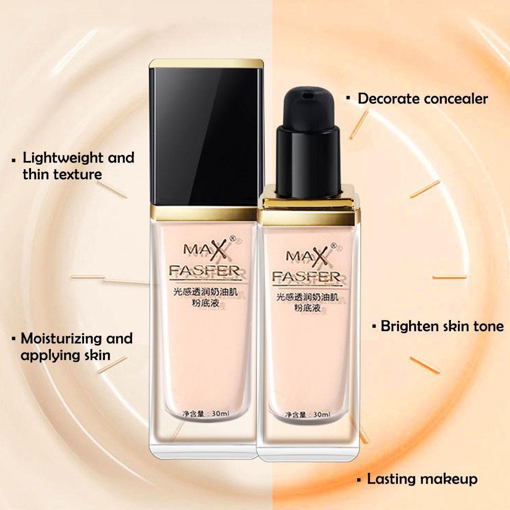 Max Fasfer Glowing And Translucent Liquid Foundation เครื่องสําอาง Full Face Cream แต่งหน้า Bb K2z4
