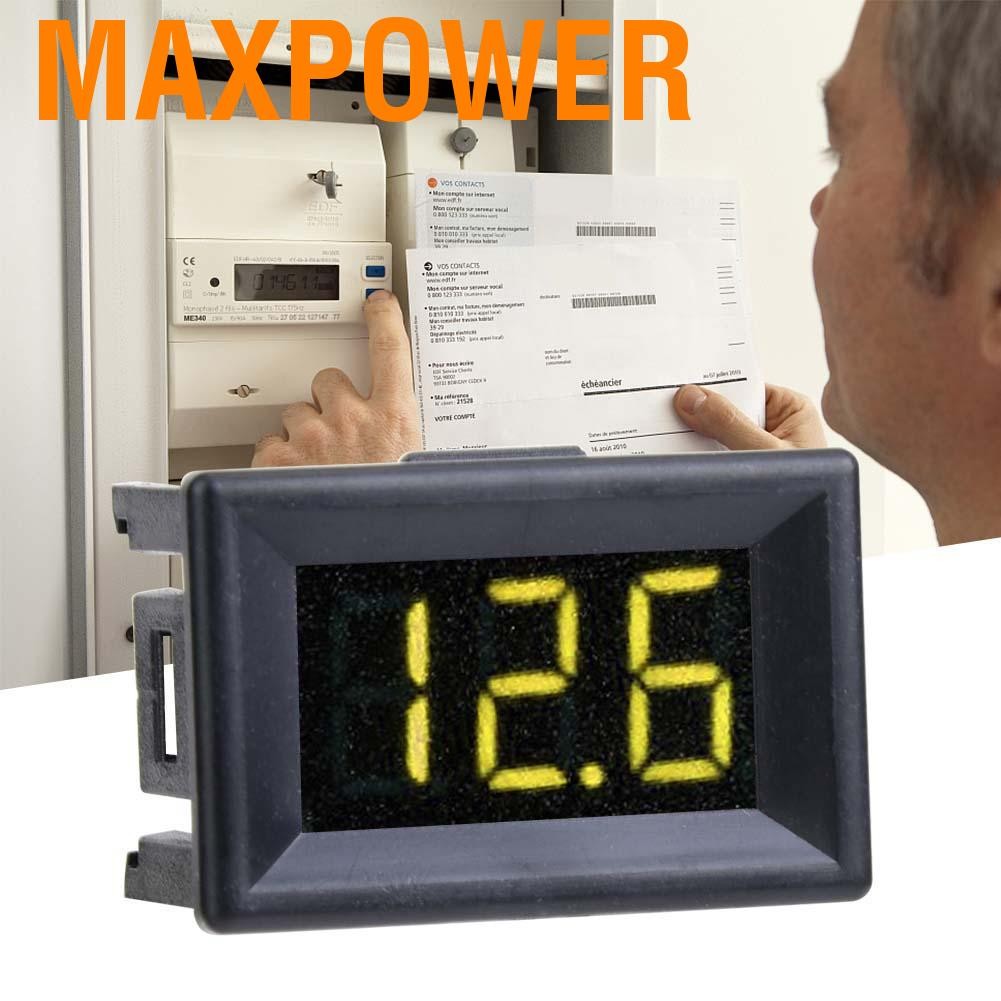 Maxpower เครื่องวัดแรงดันไฟฟ้าโวลต์มิเตอร์ดิจิตอล 0.36 นิ้วสามลวดจอแสดงผล DC 0-100V (ฟอนต์แบ็คไลท์สี