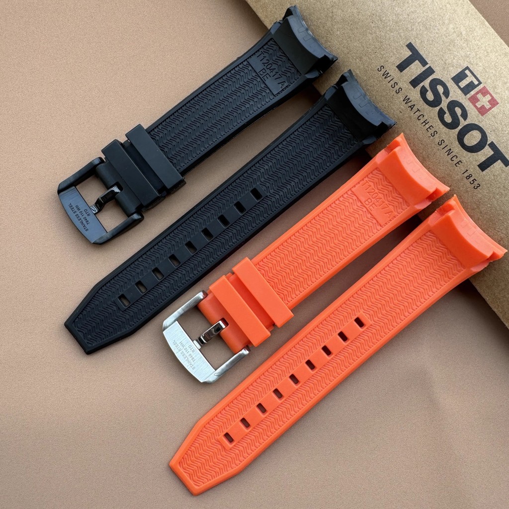 สายยาง Tissot สำหรับ Seastar 1853 สายซิลิโคนดำน้ำ T 120407   อะ ที 120417   สายนาฬิกาสำหรับผู้ชายแบบเปลี่ยน ราคา ถูกที่สุด ดีลบีเคเค แกลเลอรีภาพที่ 3
