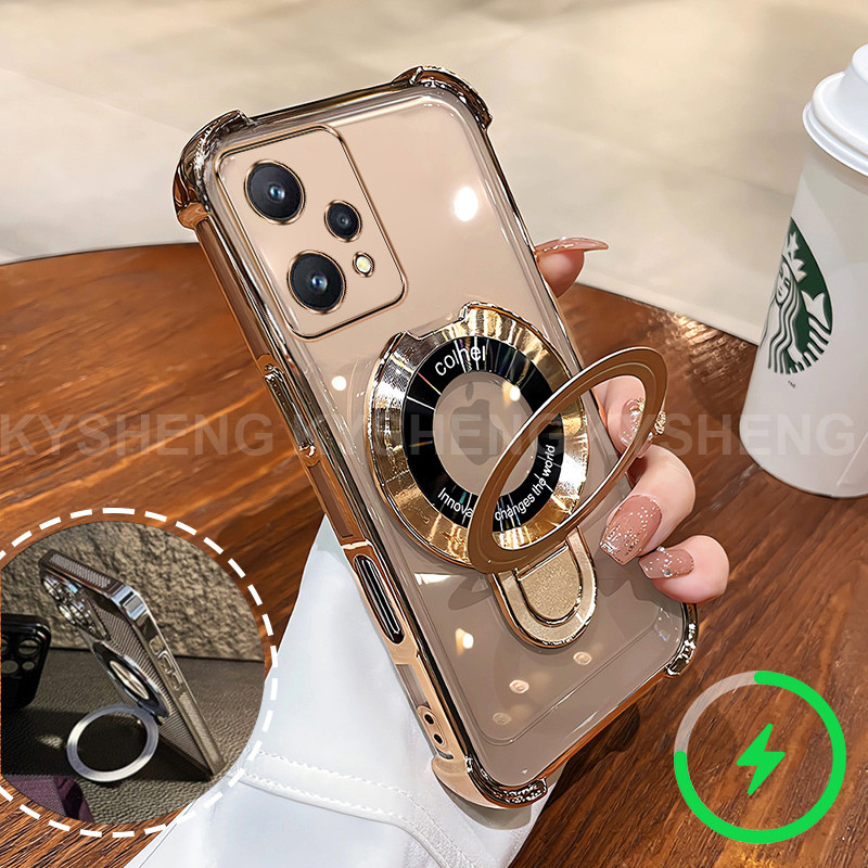 สําหรับRealme 9 Pro PLUS V25 13 Pro 7 5G Narzo 30 Pro 4g 5Gเคสโทรศัพท์ใหม่แม่เหล็กชาร์จวงเล็บสี่มุมA