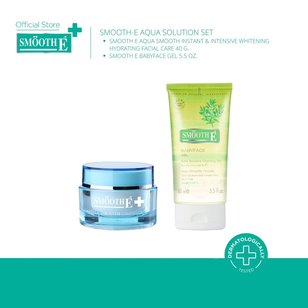 Smooth E Aqua Solution Set (Babyface Gel ล้างหน้าไม่มีฟอง + Aqua Gel เติมน้ำให้ผิว) สำหรับผิวอ่อนโยน
