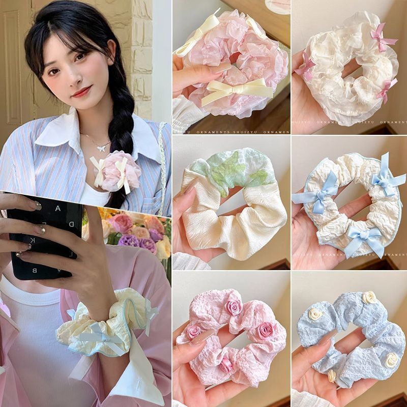 ครีม หวานใจ บัลเล่ต์สไตล์ริบบิ้นโบว์ ลำไส้ใหญ่ ผมแหวน ฤดูใบไม้ผลิและฤดูร้อน สาวหวาน ยางรัด เครื่องประดับผม