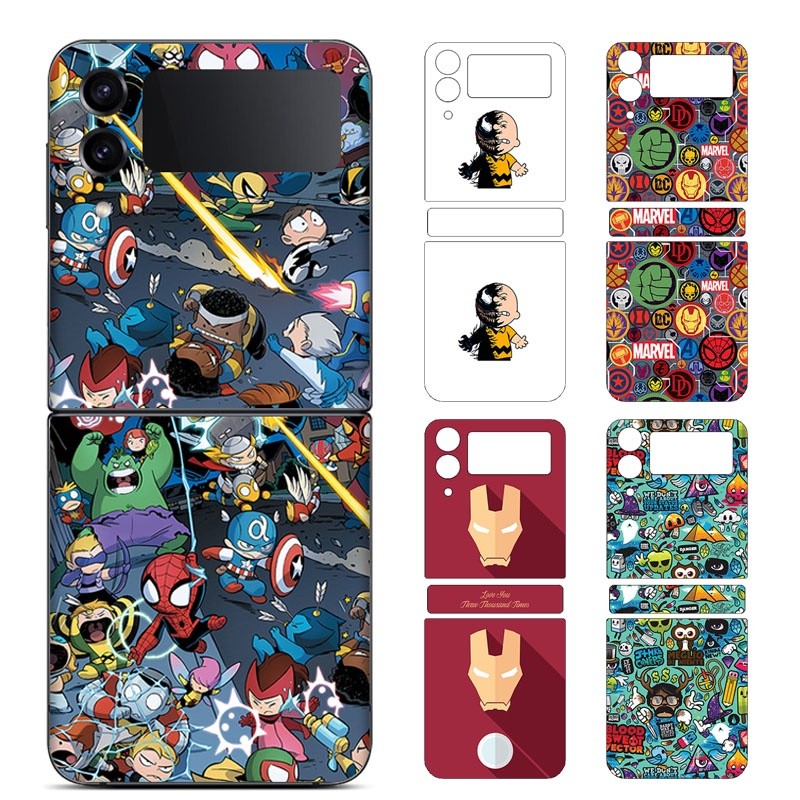 ANTI-FUNGAL SKIN Avengers Samsung Galaxy Z Flip4 Flip3 Decal Skin Back Screen Protector ฟิล์ม Flip 4