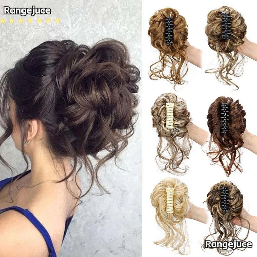 RANGEJUCE Chignon Curly Hair Bands, ใยสังเคราะห์ทนความร้อน Messy Synthetic Claw, Messy Bun Hairpiece สำหรับผู้หญิง