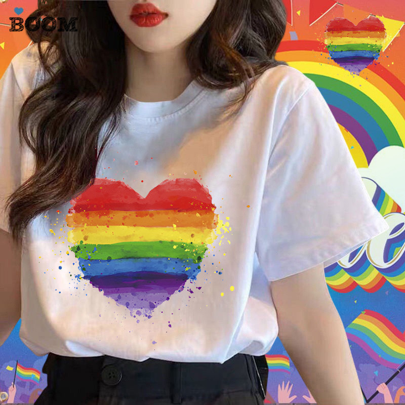 COD✅ (ส่งจากกรุงเทพ)BOOM Shop เสื้อสายรุ้ง Pride Month Rainbow T ผ้า ใส่สบาย ไม่หด ไม่ย้ V10