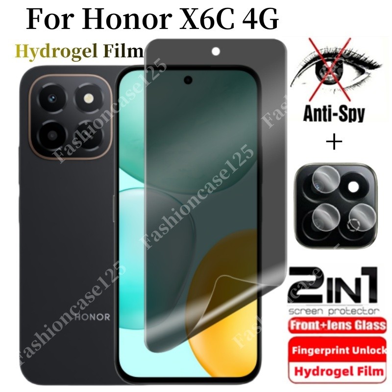 2in1 Honor X6C 4Gความเป็นส่วนตัวHydrogelฟิล์มAnti-Spyคลุมทั้งหมดป้องกันหน้าจอสําหรับHonor X6C 4G HonorX6C 2025 Anti Peekความเป็นส่วนตัวฟิล์มนุ่มกล้องป้องกันฟิล์ม
