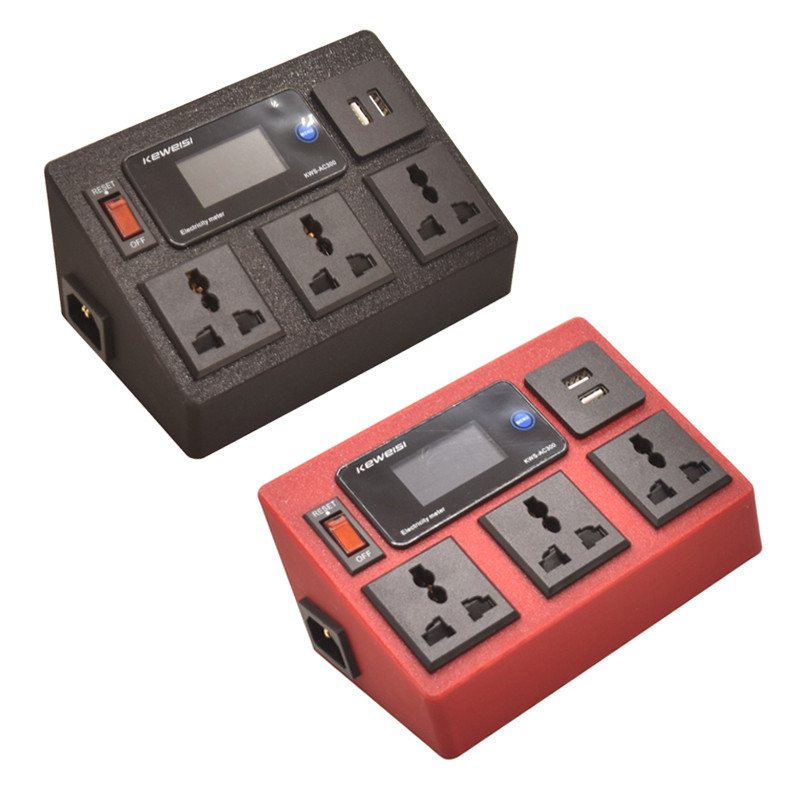 ปลั๊กไฟตั้งโต๊ะพร้อมพอร์ต 2USB จอแสดงผลดิจิตอลโวลต์มิเตอร์แอมป์มิเตอร์, สวิตช์ 3 ทิศทาง Universal Extension Socket,อินเทอร์เฟซ C14