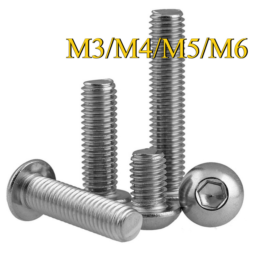 น็อต สกรู หัวจมกลม สแตนเลส 316 เกลียวมิล หยาบ   / Button Head Hexagon Socket Machine Screw M3/M4/M5/