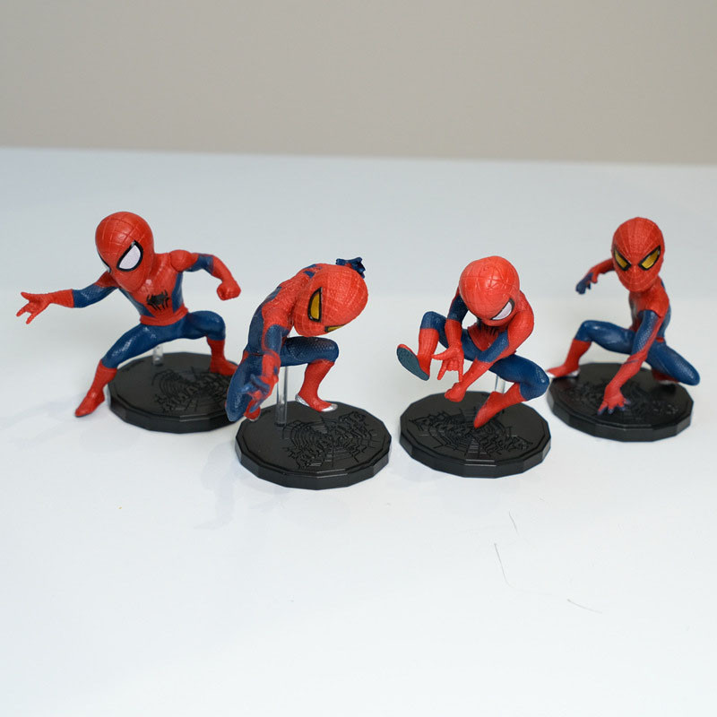 4 ซม.Marvel อะนิเมะ Spider-Man PVC solid รุ่น Q ตุ๊กตาเค้กวันเกิดเบเกอรี่ตกแต่งของเล่นจี้เด็กของขวัญ