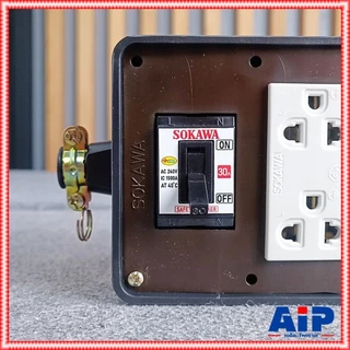 SOKAWA S-319 บล็อคยาง4x8 3กราวน์คู่ มีเบเกอร์ มาตราฐาน มอก. บล็อคยางพร้อมปลั๊กกราวด์คู่ บล็อคยาง6ช่อง เอไอ-ไพศาล