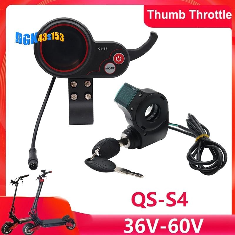 QS-S4 36 V-60 V Thumb คันเร่งจอแสดงผล LCD + Lgnition ล็อคคีย์สายยาวสําหรับ Zero 8 9 10 8X 10X ไฟฟ้าส