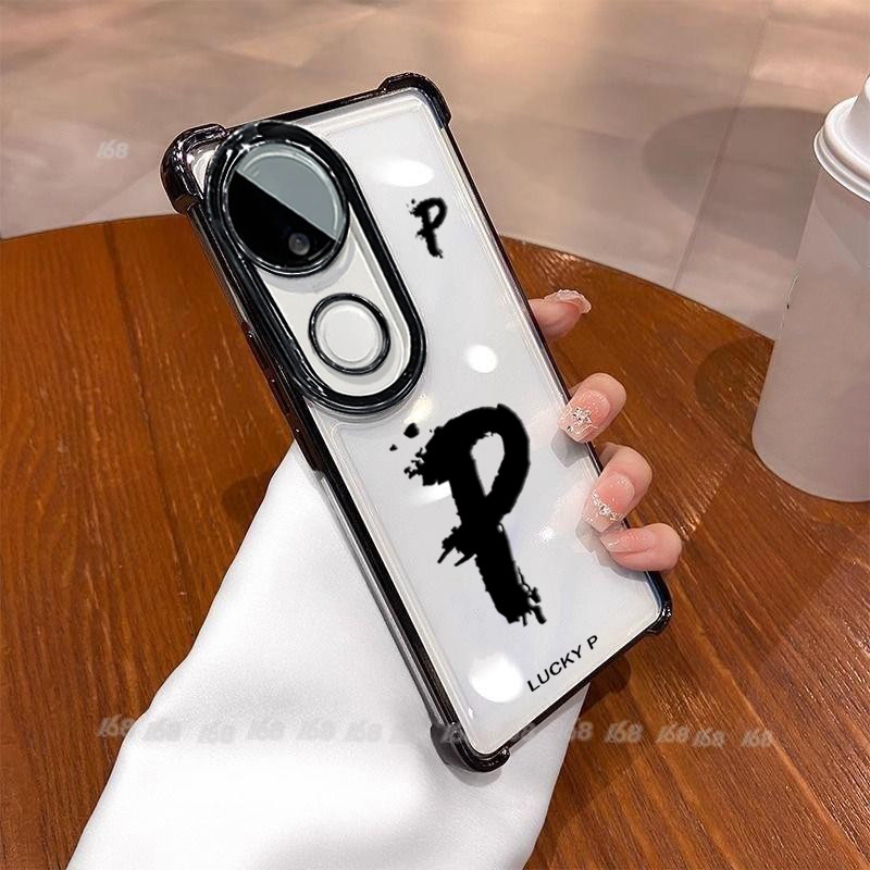 เคส Vivo V50 V40 5G เคส Vivo V50 Lite V40 Pro เคสจดหมายนําโชคกันกระแทกเคสสี่มุมหนาถุงลมนิรภัยเคสอ่อน