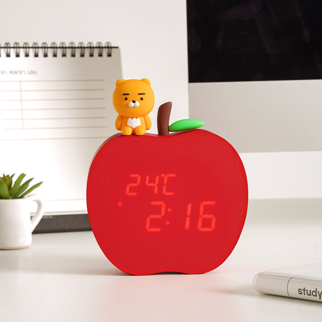 🌟พร้อมส่ง🍎🕰️Kakao Friends APSW นาฬิกาตั้งโต๊ะ LED Ryan นาฬิกาบอกวัน เวลา และตรวจจับอุณภูมิ LED SMART