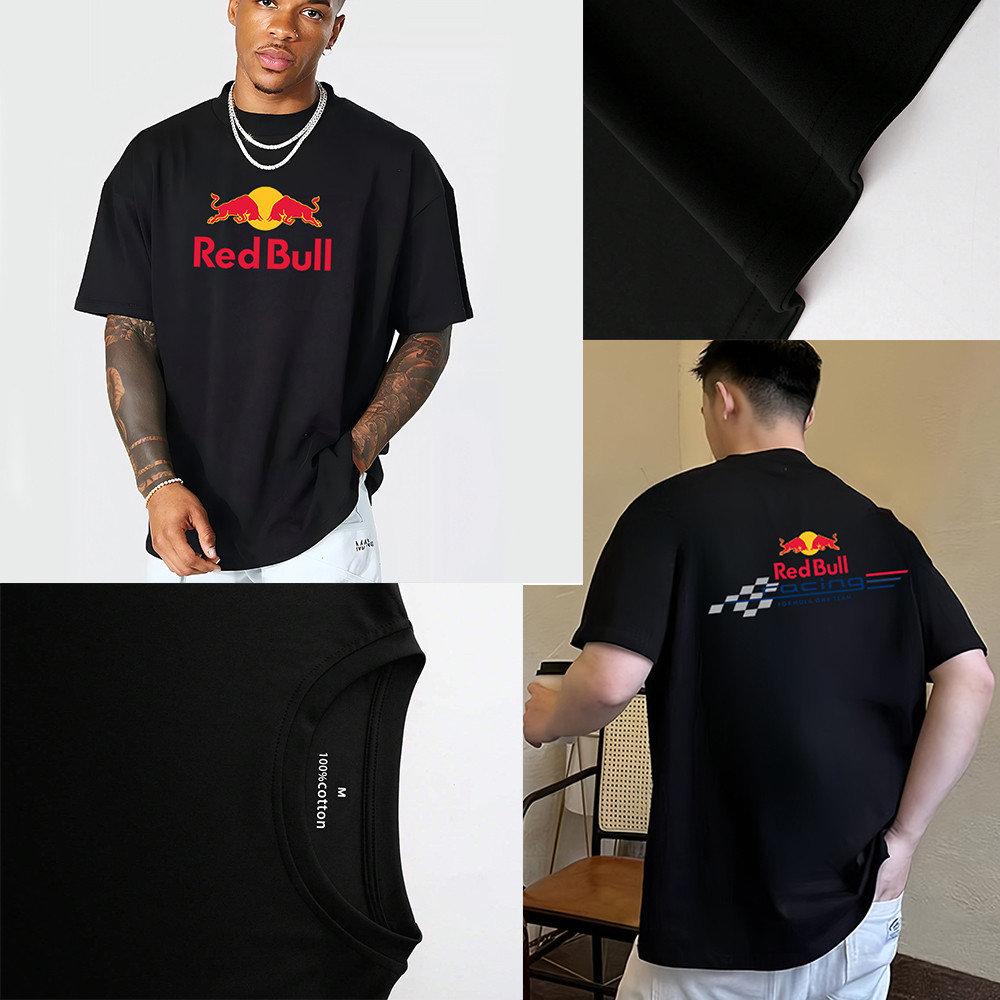 2025 Red Bull Extreme Sports เสื้อยืดผ้าฝ้าย 100% ฤดูร้อนใหม่เสื้อยืดลําลองผู้ชาย Red Bull โลโก้พิมพ
