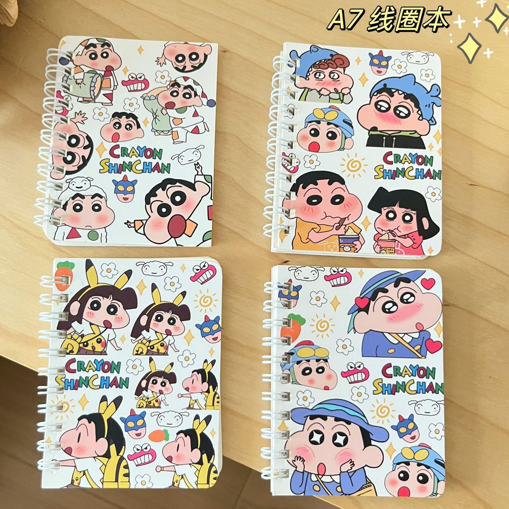 Crayon Shin-Chan การ์ตูน Coil Book A7 Pocket Book แบบพกพาหนังสือขนาดเล็กข้อความ Notepad นักเรียนรางวัลของขวัญเล็กๆ