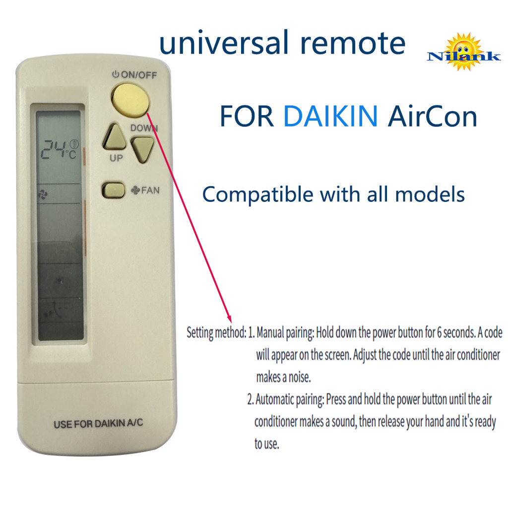NILANK Remote รีโมทแอร์ DAIKIN รีโมทสากลรุ่นใหม่ ใช้งานได้กับทุกรุ่น (เหมาะกับแอร์แบบแยกส่วน)