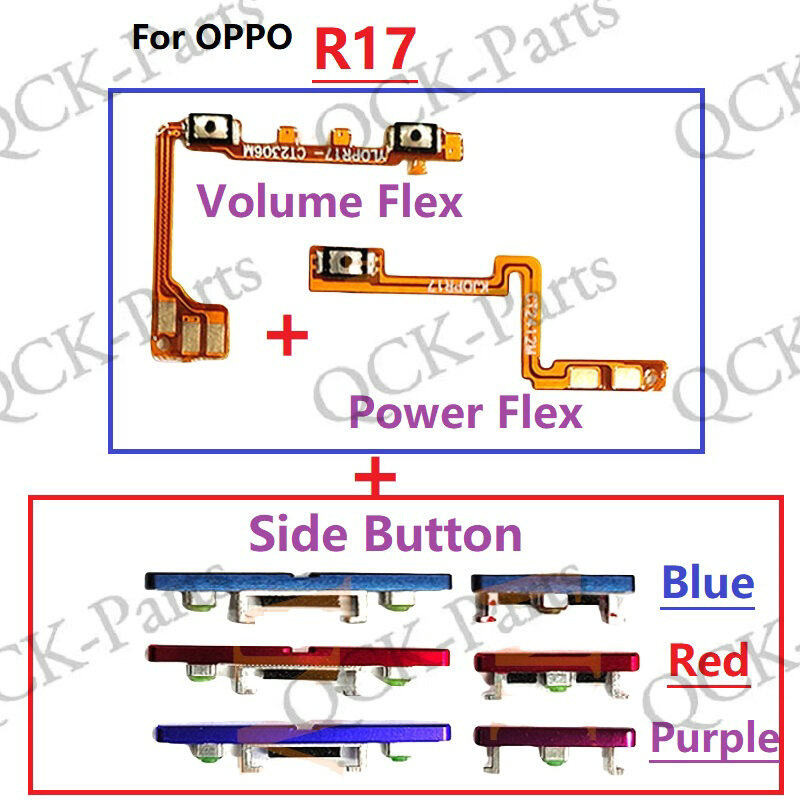 สําหรับ OPPO R17 ปุ่มปรับระดับเสียงไฟ ปุ่มสายเคเบิล Flex ปุ่มเปิดขึ้นและลงด้านข้างส่วนทดแทน