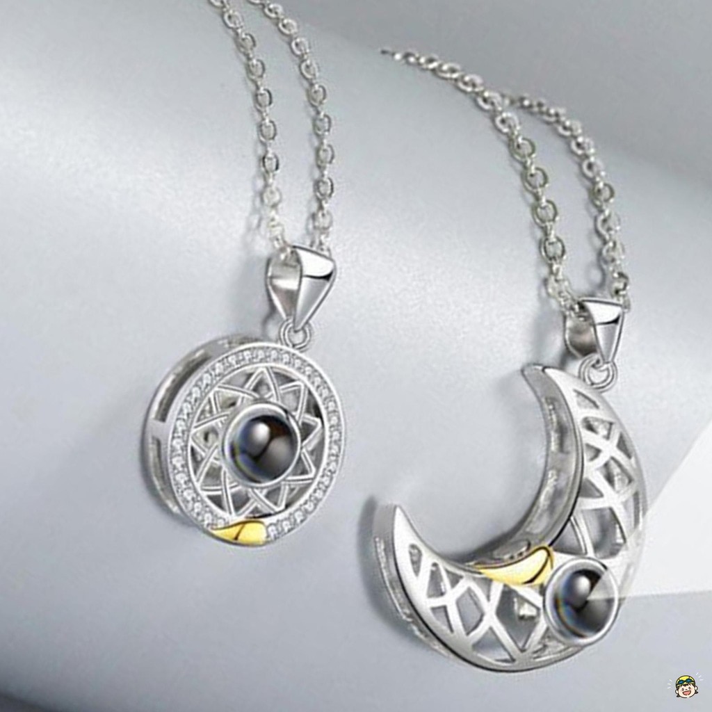 สร้อยคอจี้ดาวและดวงจันทร์สําหรับคู่รักสําหรับคู่รักที่ไม่เหมือนใครหรูหราสร้อยคอแม่เหล็กเหมาะสําหรับแฟนแฟน