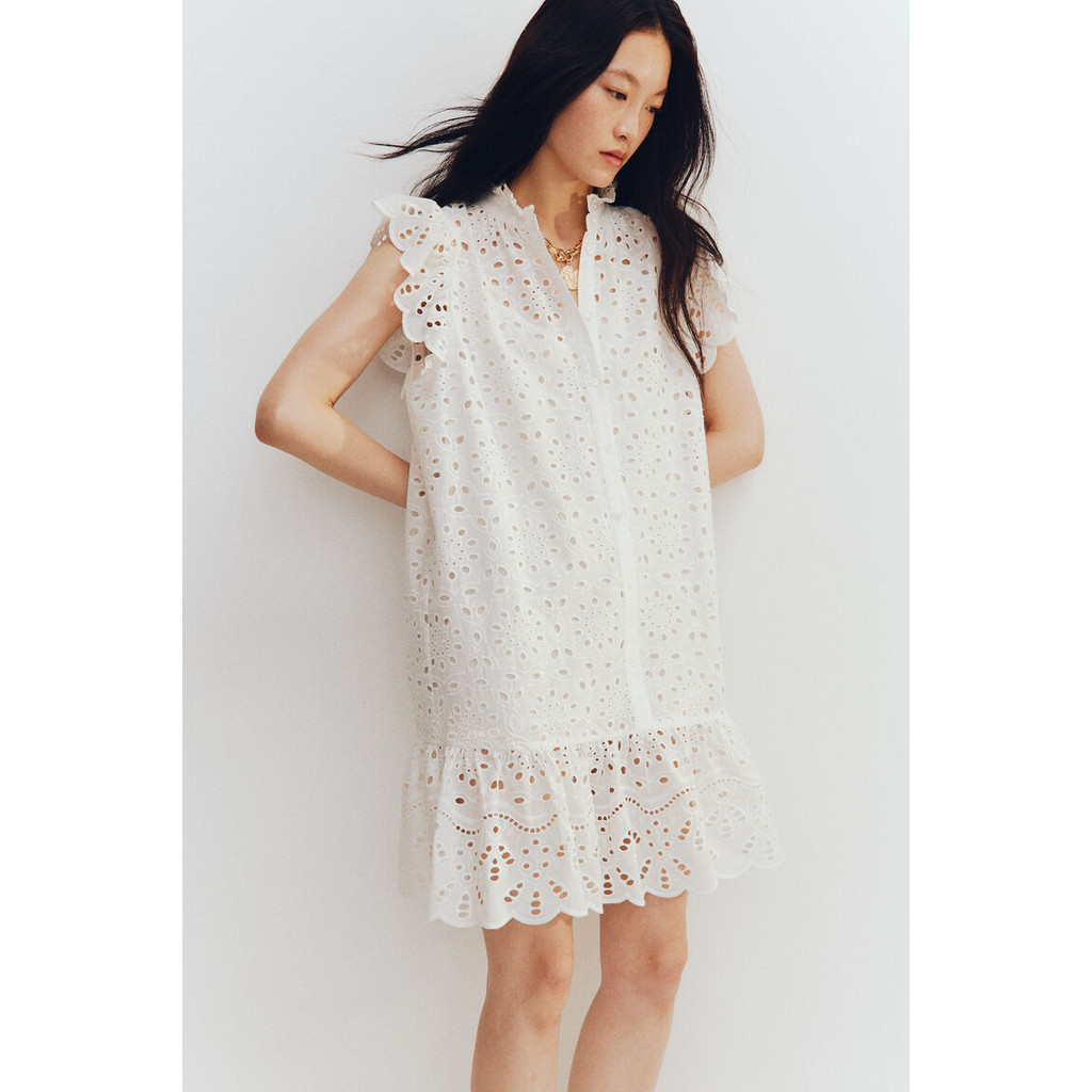 H&M(เอชแอนด์เอ็ม) เดรสแบบ Broderie anglaise ผู้หญิง 1282352_1