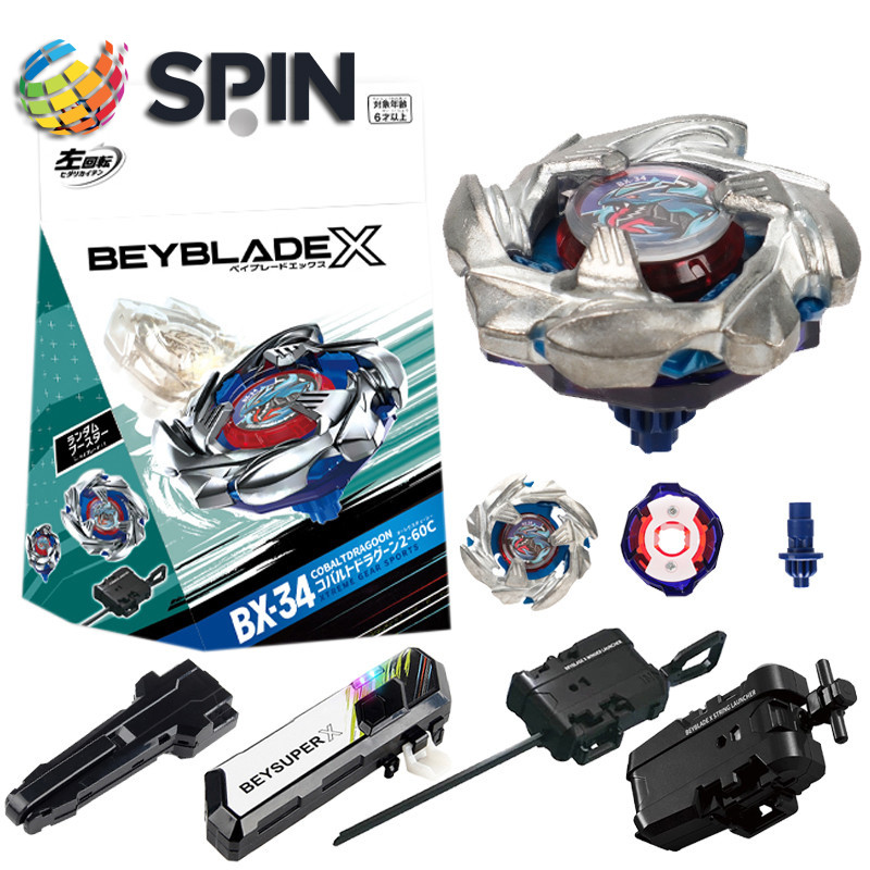 Bey X BX-34 Cobalt Dragoon Gyro X พร้อม Launcher LED Grip ชุดสําหรับ ของเล่นเด็กสําหรับเด็กของขวัญวันเกิด