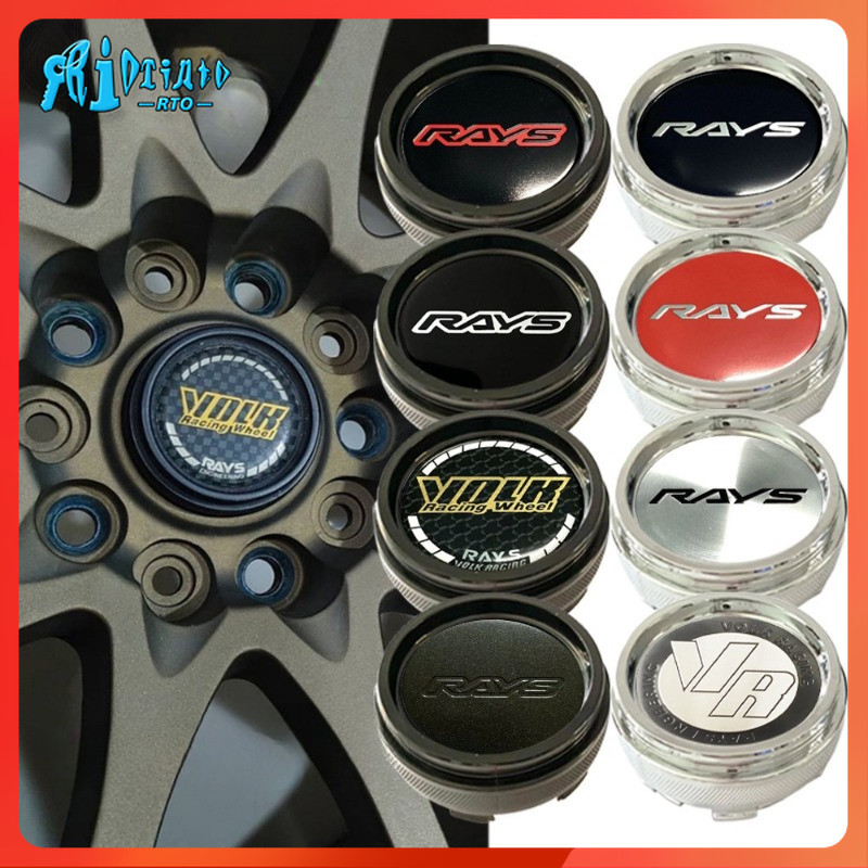4pcs 66 62 60 61mm จัดแต่งทรงผมรถ Rays VOLK Racing Center ขอบสัญลักษณ์สติกเกอร์ล้อ Caps Center Hub ส