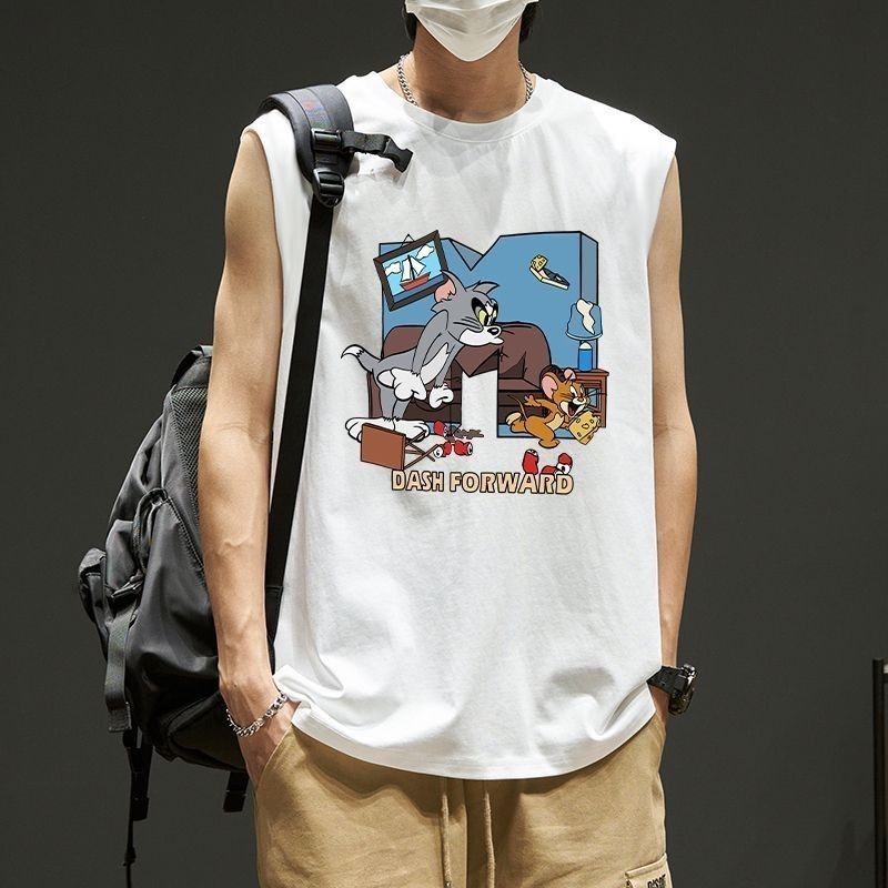 NEW เสื้อแขนกุด สกรีนลาย Tom & Jerry OP-1112 ราคา ถูกที่สุด ดีลบีเคเค