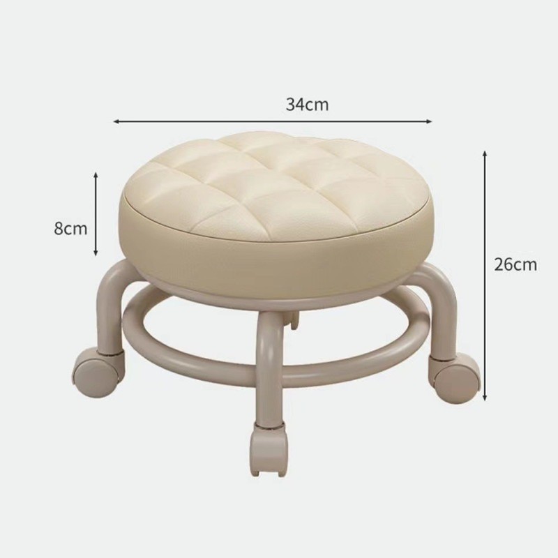 เก้าอี้ตัวเล็กมีล้อ เก้าอี้กลม เก้าอี้เปลี่ยนรองเท้า แบริ่ง200กิโลกรัม สามารถหมุนได้360° นั่งสบาย โมเดิร์นมินิมอล - รูปที่ 2