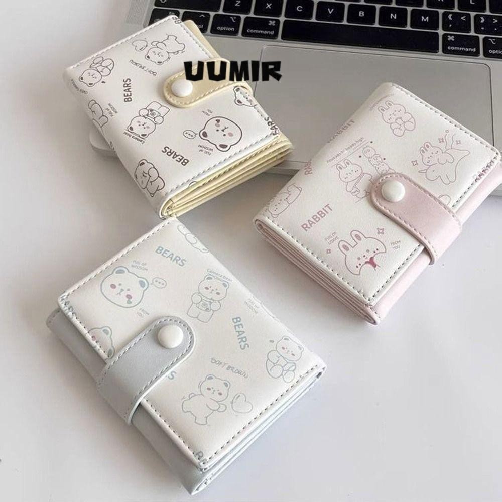 UUMIR Mini Women Wallet,การ์ตูนพิมพ์น้ําหนักเบาผู้ถือบัตรเครดิต,แบบพกพา PU Tri-fold Wallet