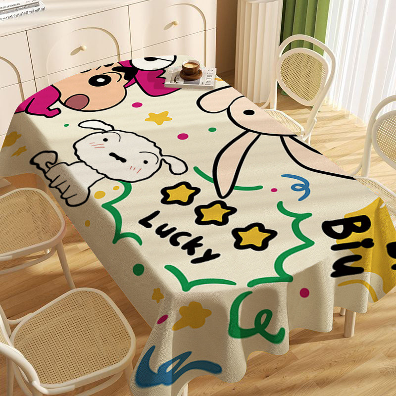 【พร้อมส่ง】ชินจัง ผ้าปูโต๊ะ shinchan ผ้าปูโต๊ะ table cloth วัสดุพีวีซี  ขนาดใหญ่  กันฝุ่น เหมาะสำหรับโต๊ะอาหารขนาดใหญ่