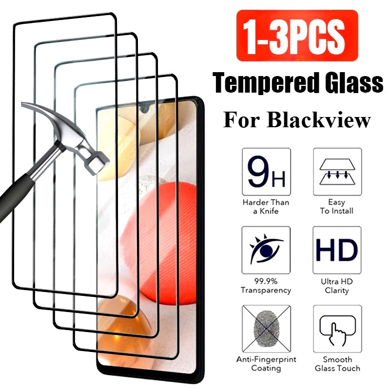 1-3Pcs Full Cover HD Black Edgeกระจกนิรภัยฟิล์มสําหรับBlackview BV9900E BV9800 BV9300 BV9200 BV8900 