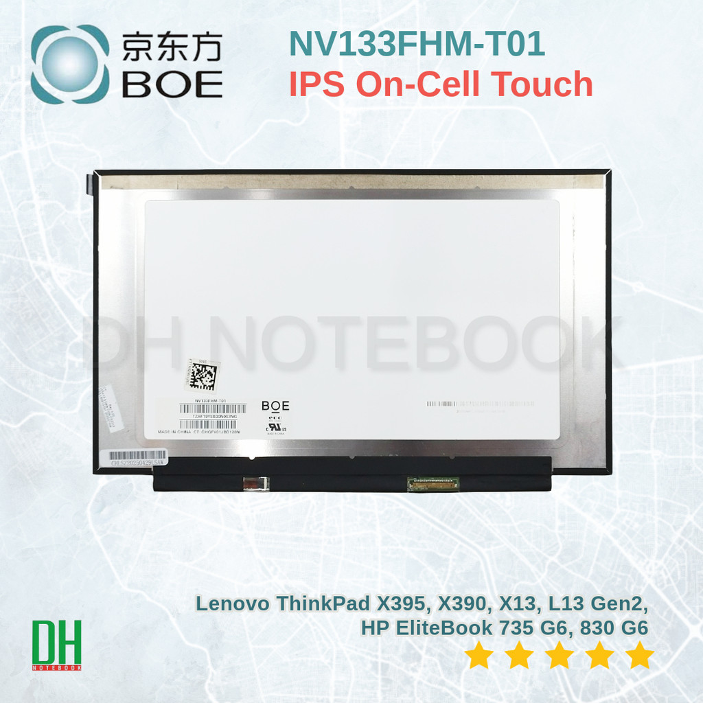 หน้าจอโน้ตบุ๊ก 13.3 นิ้ว FHD IPS ทัชสกรีน 40 Pin สำหรับ ThinkPad X395 X390 X13 L13 Gen2 และ EliteBoo