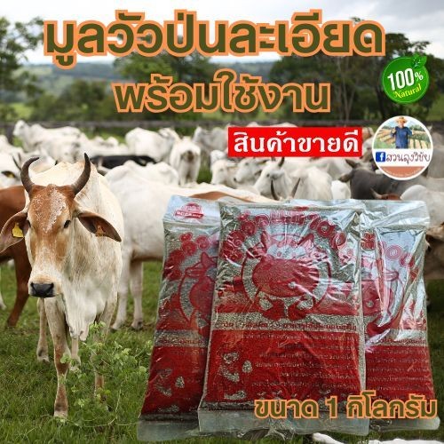 ขี้วัวแบบหมักแห้ง100% บดละเอียด ปุ๋ยคอกออแกนิค สามารถออกใบกำกับได้ ขนาด 1และ2 กิโลกรัม