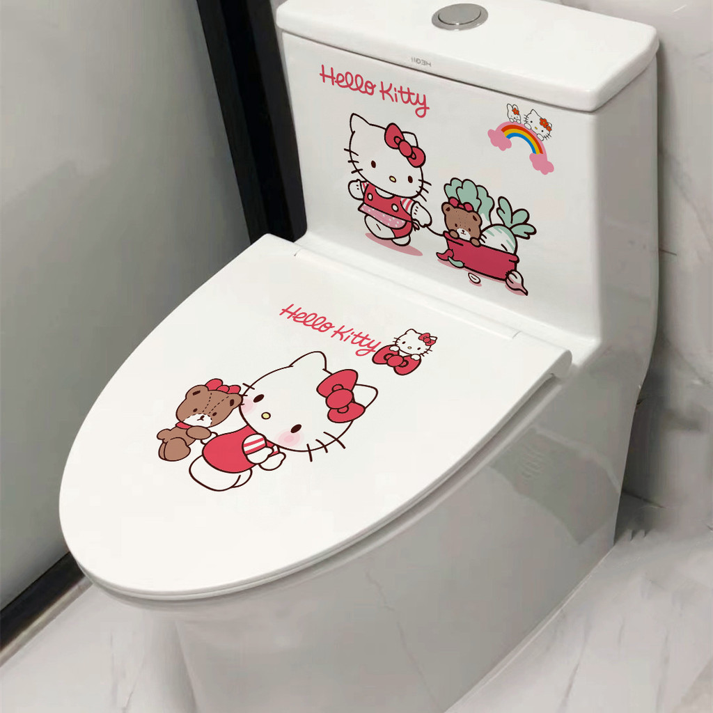 สติกเกอร์ห้องน้ําลายการ์ตูนน่ารักสติกเกอร์ฝาชักโครกบุคลิกภาพตลกสติกเกอร์ติดผนังตกแต่งห้องน้ําแบบมีกาวในตัวกันน้ํา