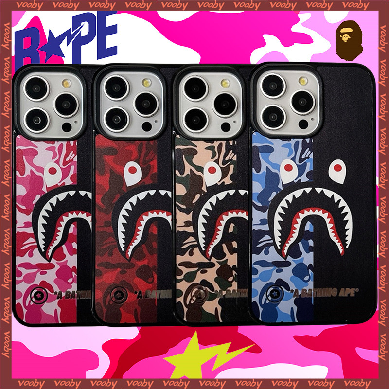 คลาสสิก SharkSปากCamouflage BAAPE STAป้ายกระจกเคสโทรศัพท์เหมาะสําหรับIPhone16 16ProMax 16Pro 16Plus 15 15Pro 15PM 14 14P 13 13P 13PM 12P 12P 12PM 11 11P 11P 11P 11PM 7 Plus