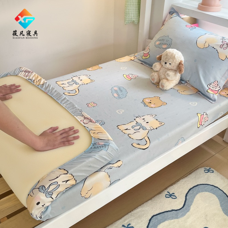 ผ้าคลุมเตียงนักศึกษาคอตตอน 100 % ใช้สำหรับห้องพักนักเรียนนักศึกษาทั่วไป 360 องศาป้องกันการเคลื่อนไหว 3 ฟุต 3.5 ฟุต