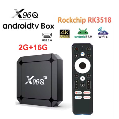 X96Q Android 14 กล่องทีวี RK3518 Rock ชิป 4K USB3.0 4K WIFI6 2G + 16G สตรีมมิ่งอินเทอร์เน็ต Media Pl
