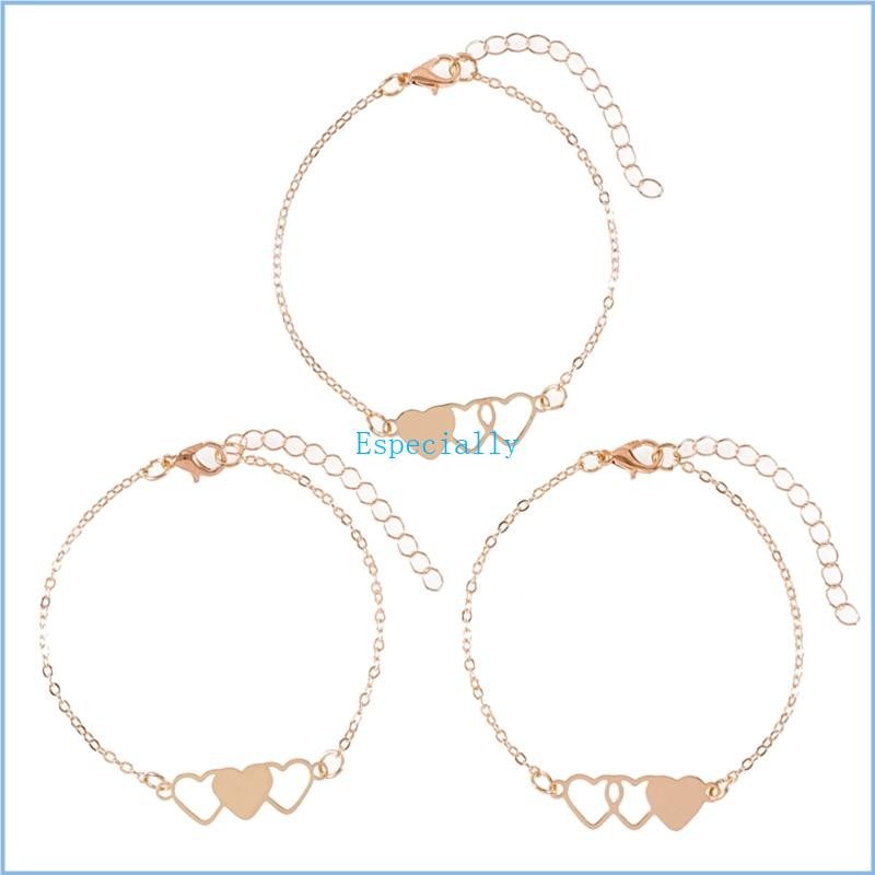 ESP 3 ชิ้น Soul Sister สร้อยข้อมือจับคู่ ระยะทางหัวใจ พร้อมการ์ดปรับได้