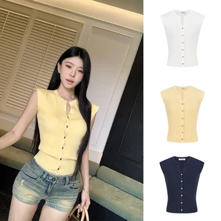 MOSESQUEEN มอสสควีน โดปามีน เสื้อแขนสั้นถักกันหนาว 2025 ฤดูร้อนแฟชั่นผู้หญิงบางด้านบนเซ็กซี่ชุดสาวร้อน #59818