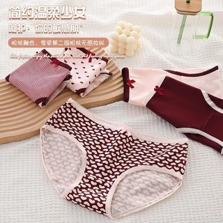 【คละสี 5 ชิ้น!!!】กางเกงชั้นในใส่สบาย เอวกลาง สไตล์น่ารัก มีหลายลาย พร้อมส่ง