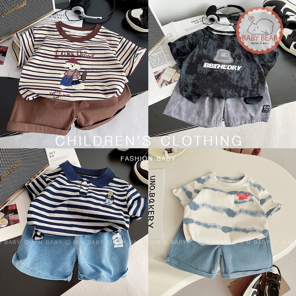 เสื้อผ้าแฟชั่นเด็ก เสื้อผ้าเด็กผู้ชาย หล่อๆ เท่ๆ ชุดเซ็ต 2 ชิ้น  เสื้อ+กางเกง Size80-120cm