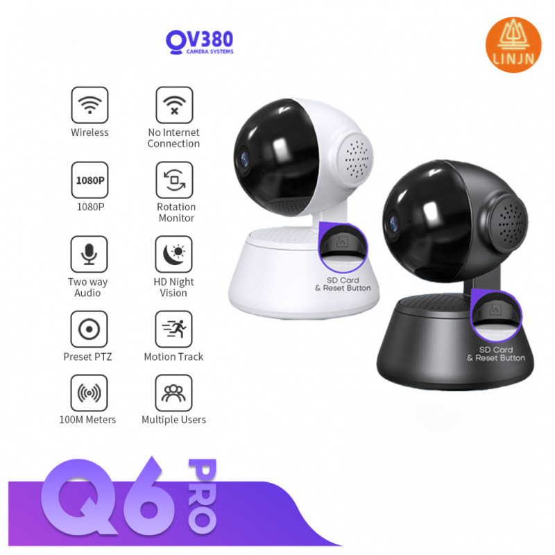 V380 Q6 Pro กล้องวงจรปิด Wi-Fi 1080p การเฝ้าระวังความปลอดภัยภายในบ้านอัจฉริยะ