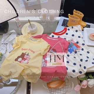 ใหม่ ชุดเดรสเด็กผู้หญิง เดรสเด็ก แฟชั่นกระโปรงแขนสั้นลายการ์…