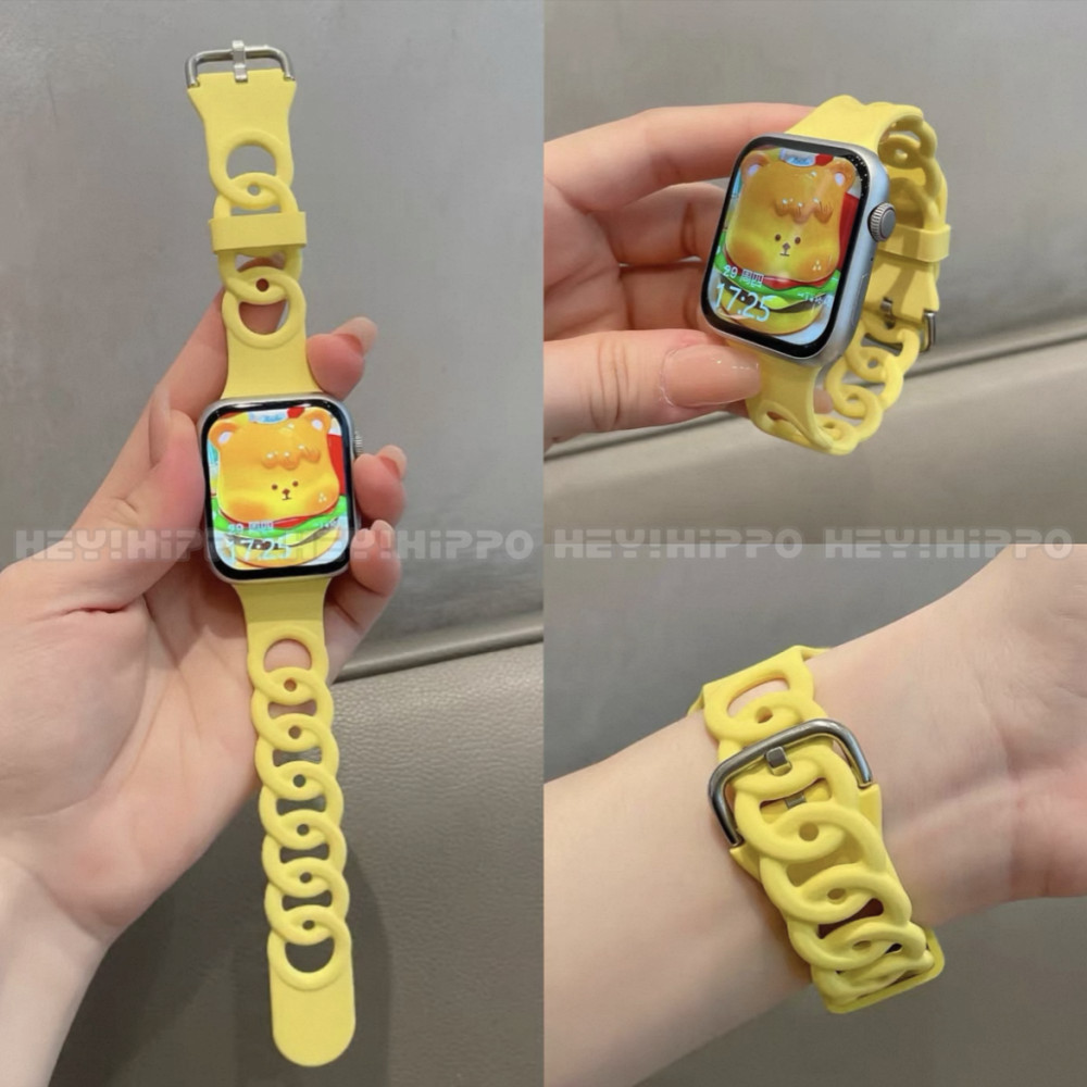 เหมาะสําหรับสมาร์ทวอทช์ซีรีส์ 49/46/45/44/42/41/40/38 มม. สายรัดซิลิโคนกลวงเข้ากันได้กับ ฉันดู 10/9/8/7/6/5/4/3/2/1