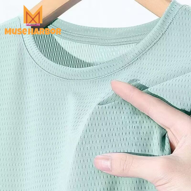 Muse Harbor  เสื้อยืดคอกลมแฟชั่นเนื้อสัมผัสที่เป็นเอกลักษณ์สำหรับฤดูร้อน