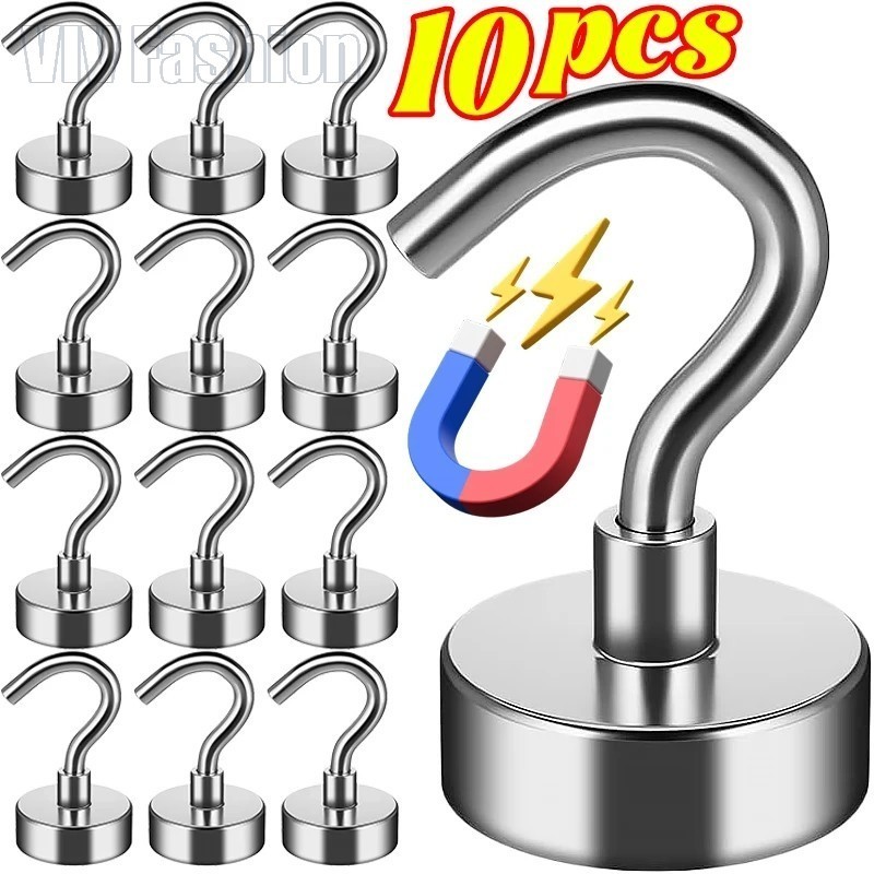 3/5/10PCS Heavy Duty Storage Hooks - ตะขอแม่เหล็กที่แข็งแกร่ง - ไร้เล็บ ประหยัดพื้นที่ - Coats Bag หมวกผ้าเช็ดตัว Key Storage Holder