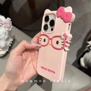 ไม่สนิท❤แว่นตาสามมิติ KT Cat 4S เคสโทรศัพท์ 5se ซิลิโคน 678plus น่ารัก 16Pro อินเทรนด์15141312P เคสโทรศัพท์พิเศษสําหรับ iPhone 6/6splus/7/8/plus/x/xs/11/12/13/14/15/16/17/pro/max/plus/promax