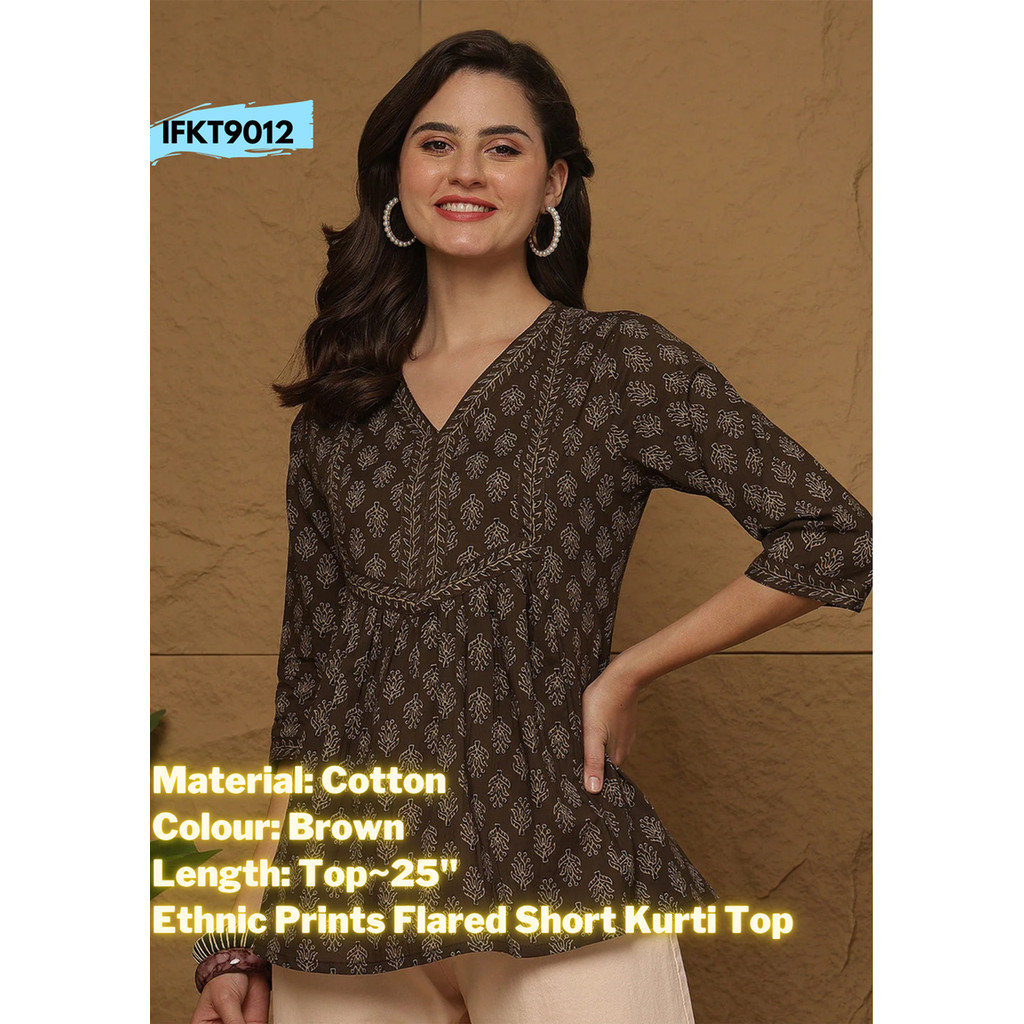 DEBAYU Nayo Cotton Short Kurti สําหรับสุภาพสตรีพร้อมเสื้อสไตล์ชาติพันธุ์