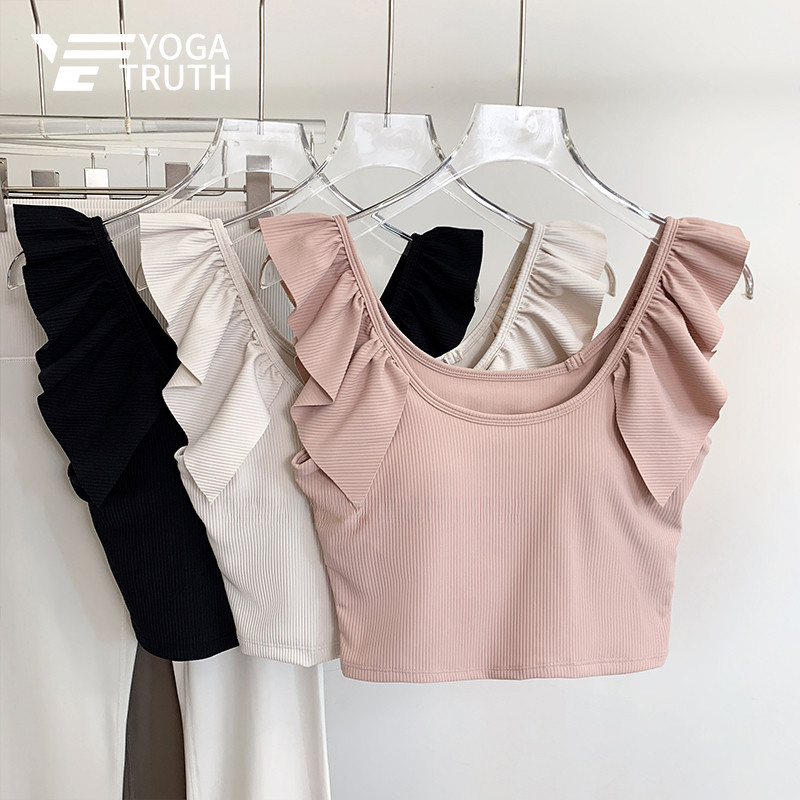 YOGATRUTH เบาะคงที่ Women Crop Top Sweet สปอร์ตเสื้อยืด.Skin Friendly Gym Yoga