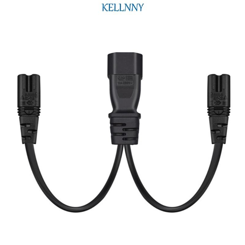 Kellnny IEC320 C14 ถึง IEC320 C7+IEC320 C7 AC-Power อะแดปเตอร์สาย 3 เทอร์มินัลชายหญิงสายไฟ